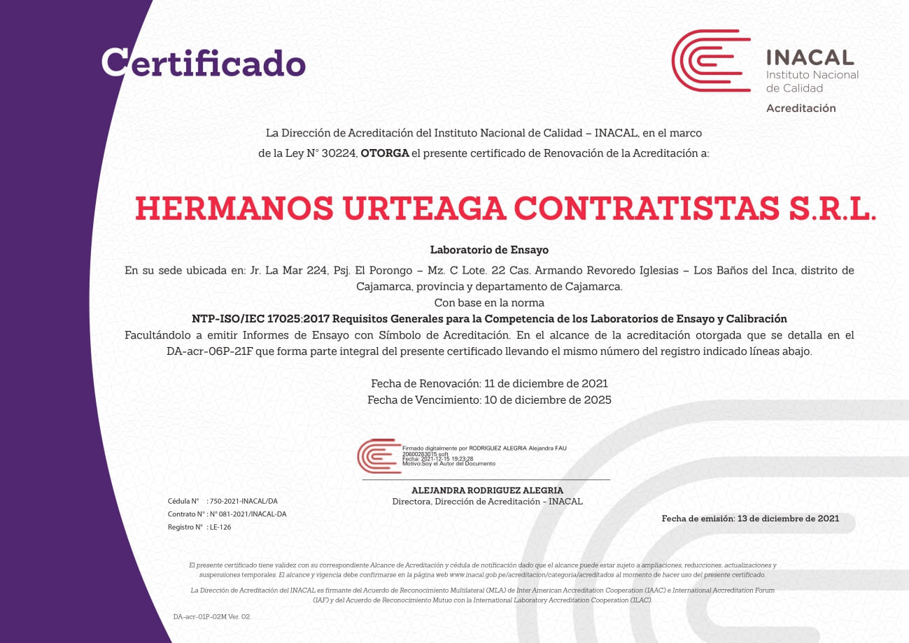 HERMANOS URTEAGA -Certificado Renovación-Exp. 0164-2021-DA -LE